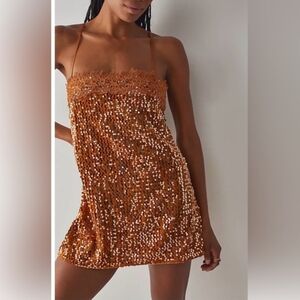 Free People That Girl Sequined Velour Mini Dress Small NWT